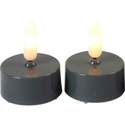 Countryfield LED waxinelichtjes - 2x - grijs - warm wit - LED kaarsen