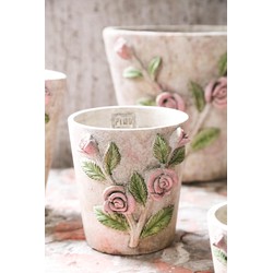 PTMD Bloempot Annastasia - 28x19x25 cm - Cement - Creme