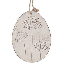 Clayre & Eef Paashanger Ei 10 cm Wit IJzer Ovaal Decoratie Hanger