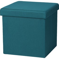 Urban Living Hocker zit bankje - poef 1-zits - opbergbox - zeeblauw - 38 x 38 cm - opvouwbaar - Poefs