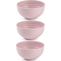 Set van 6x kommetjes/schaaltjes - Dessert/ontbijt - Kunststof - D13 cm - Oudroze - Kommetjes