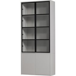 vtwonen Basic 4-Deurs Vitrinekast - Grenen - Mist - 230x101x40