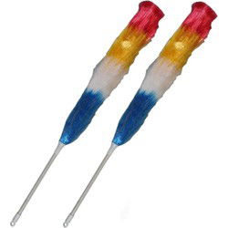 Plumeau/duster - 2x - synthetisch - gekleurd - 65 cm - plumeaus