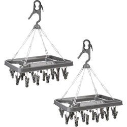 5five Droogcarrousel - 2x - kunststof - 26 knijpers - 41 x 39 cm - Hangdroogrek