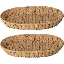 H&S Collection Broodmand - 2x - gevlochten riet - naturel - 40 x 32 x 6 cm - broodmand
