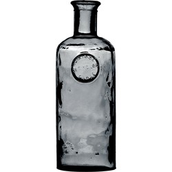 Natural Living Bloemenvaas Olive Bottle - smoke grijs transparant - glas - D13 x H27 cm - Fles vazen - Vazen
