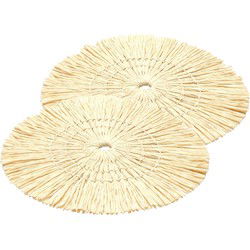 Chaks Placemats - 2x - D38 cm - gevlochten riet - beige - bohemian style - Placemats