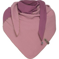 Knit Factory Fay Gebreide Omslagdoek - Driehoek Sjaal Dames - Violet/Lila - 190x85 cm - 100% Biologisch katoen