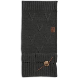 Knit Factory Aran Gebreide Pocket - Wandkleed - Armleuning Organizer - Opbergzak voor bank - Antraciet - 100x50 cm