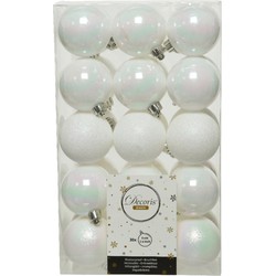 Decoris kerstballen - 30x st - wit parelmoer - D6 cm - kunststof - Kerstbal