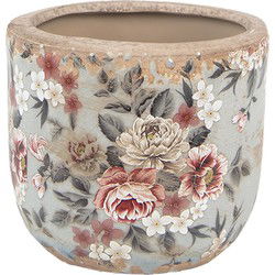 Clayre & Eef Bloempot Grijs Keramiek Bloemen