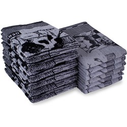 DoubleDry Theedoeken en Keukendoeken Set - 12 Stuks - 100% Katoen - Hoge Absorptie & Duurzaam - Boerderij, Zwart