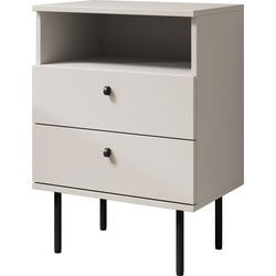 Meubella - Nachtkastje Hidde 2 - Wit - 50 cm