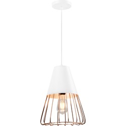 QUVIO Hanglamp langwerpig wit met rosegoud frame - QUV5179L-WHITE