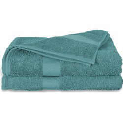 Twentse Damast Katoenen 2PACK Handdoeken - 50x100 - Aqua Groen