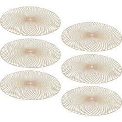 6x Ronde onderlegger/placemat goud 38 cm - Placemats