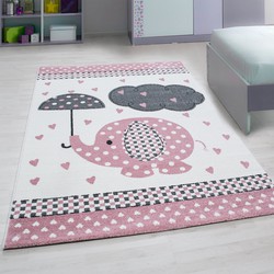 Kids Kinderkamer Olifant Roze vloerkleed -