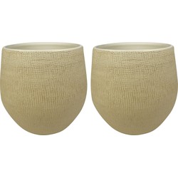 Ter Steege Plantenpot - 2x - moderne look - beige - 26 x 25 cm - Plantenpotten