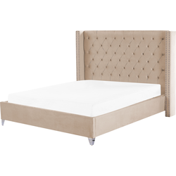 LUBBON  - Tweepersoonsbed - Beige - 180 x 200 cm - Fluweel