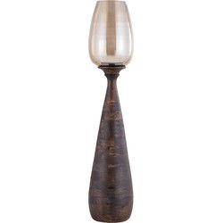 PTMD Windlicht Midi - 20x20x100 cm - Glas - Bruin
