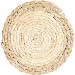 Clayre & Eef Onderzetters Pannen  Ø 18x1 cm Beige Zeegras Rond Pannenonderzetter