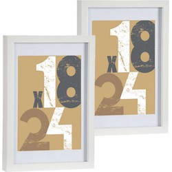 2x stuks houten fotolijst wit geschikt voor een foto van 18 x 24 cm of 21 x 30 cm - Fotolijsten