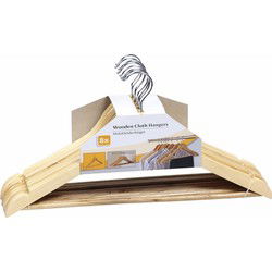 Kledinghangers - hout - 8x stuks - 44 cm - luxe - Kledinghangers