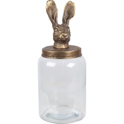 Clayre & Eef Voorraadpot Ø 16x39 cm Transparant Glas Konijn