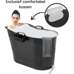 EKEO - Zitbad - 220L - Mobiele badkuip - Bath Bucket - Inclusief kussen - Zwart