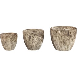 PTMD Bloempot Miah - 25x25x21 cm - Keramiek - Bruin - Set van 3
