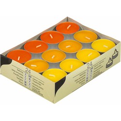 Gekleurde theelichtjes geel en oranje 48 stuks - Waxinelichtjes