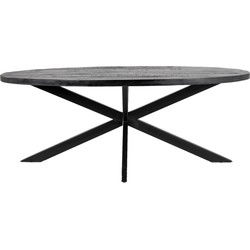 Eettafel Ovaal 200cm - Mangohout Zwart - Matrix-Poot - Mansour