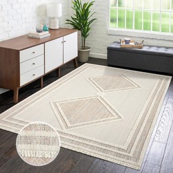 Tapijtenloods Vloerkleed Lindo Modern Woonkamer Creme Terra Laagpolig- 160x230 CM