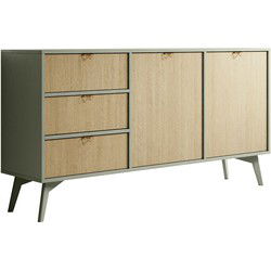Meubella - Dressoir Essence - Groen - Licht eiken - 158 cm