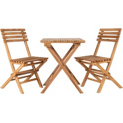 Cuenca Caféset - Caféset, 2 stoelen en 1 tafel, teakhout, naturel