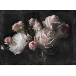 Sanders & Sanders fotobehang bloemen zwart, wit en roze - 254 x 184 cm - 612300