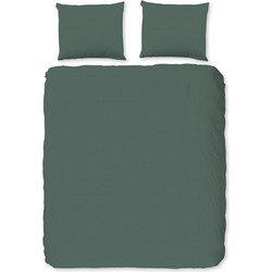Goodmorning Dekbedovertrek UNI Olive Green-Lits-jumeaux (240 x 200/220 cm)