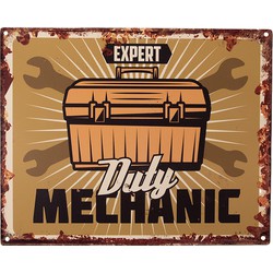 Clayre & Eef Tekstbord  25x20 cm Bruin Ijzer Gereedschapskist Expert Duty mechanic Wandbord