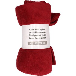 1x Wijn rode warme fleece deken 150 x 200 cm - Plaids