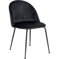 Geneve Dining Chair - Chair in black velvet with black legs - set of 2