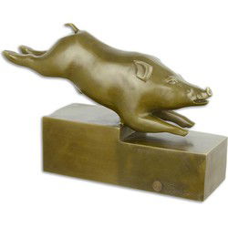 Bronzen art deco beeld van een zwijn