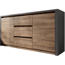 Meubella Dressoir Monaco - Eiken - Grijs - 140 cm