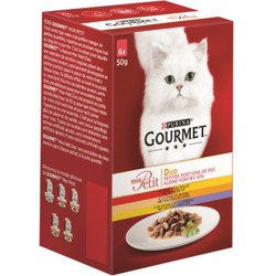 Mon petit duo kleine porties met rund en kip, met kalkoen en lever, met gevogelte en lam 6x50g kattenvoer - Gourmet