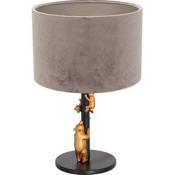 Anne Lighting - tafellamp - Animaux - zwart - metaal velours stof - Ø 20cm - E27 - 8234ZW