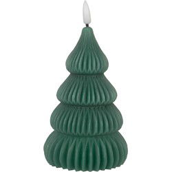 Clayre & Eef LED Kaars Kerstboom Ø 8x17 cm Groen Wax