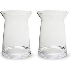 Transparante trechter vaas van glas - Set van 2x stuks - D23 x H30 cm - Boeketvaas - Vazen