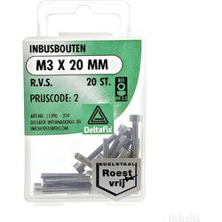 Inbusbout m3x20mm rvs 20st
