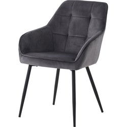 Eetkamerstoel Donkergrijs Velvet - Nolan - Set van 2