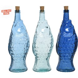 Flasche aus recyceltem Glas dia12-H33cm sortiert - Decoris