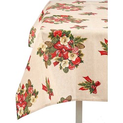 Set van 2x stuks kerst print tafelkleden katoen/polyester canvas formaat 140 x 180 cm - Tafellakens